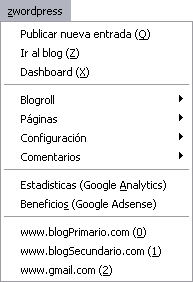 zwordpressmenues zwordpress, extensión para Google que te ayuda a gestionar tu blog