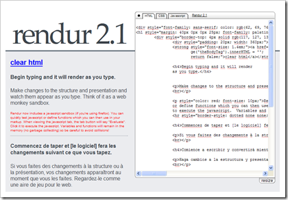 rendur thumb Rendur, editor HTML/CSS en l&iacute;nea a tiempo real