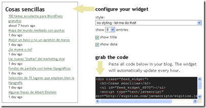 wigitize thumb Wigitize, para promocionar tu blog con un widget que muestra tus posts