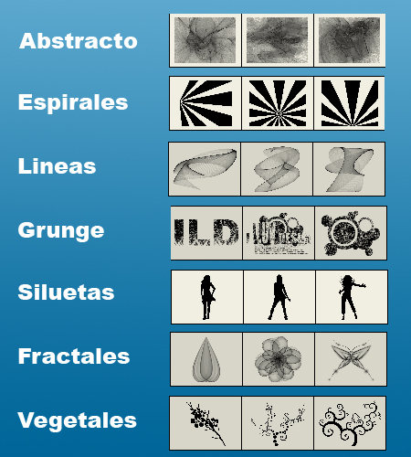 ejemplos pinceles Photoshop Brushes Master Collection, completa colección de pinceles para 