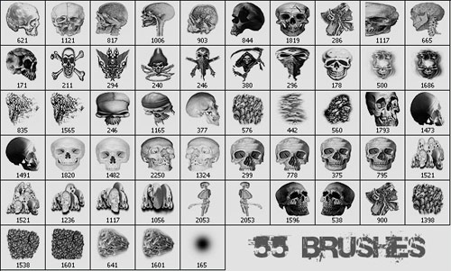 rondeviney skulls02 Juego de pinceles de calaveras para Photoshop
